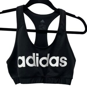 Adidas Sports Bra Racerback Black White Logo Climacool Activewear Training Large